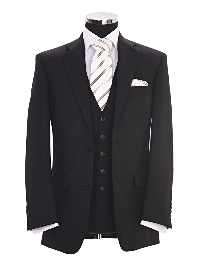 Lounge Suits – Black Herringbone – Attire Menswear | Formal Suit Hire ...
